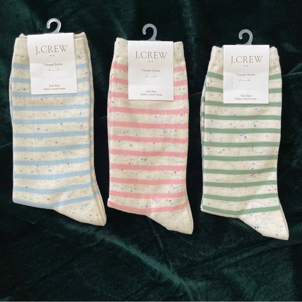 J. Crew Rainbow Stripe Colored  Trouser Sock Bundle - 3 Pairs NWT